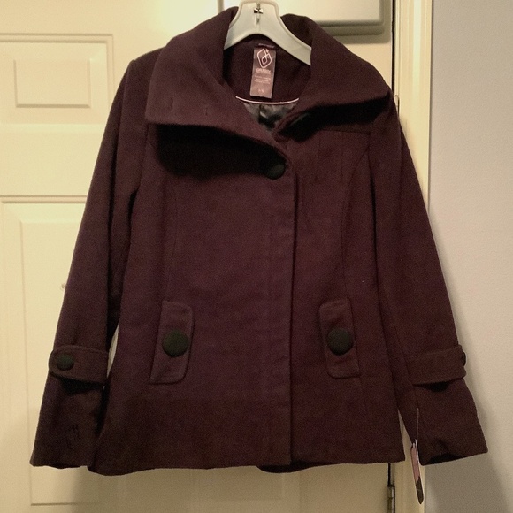 GROGGY Big Collar Purple Wool Coat Size Junior XL NWT - Picture 1 of 8